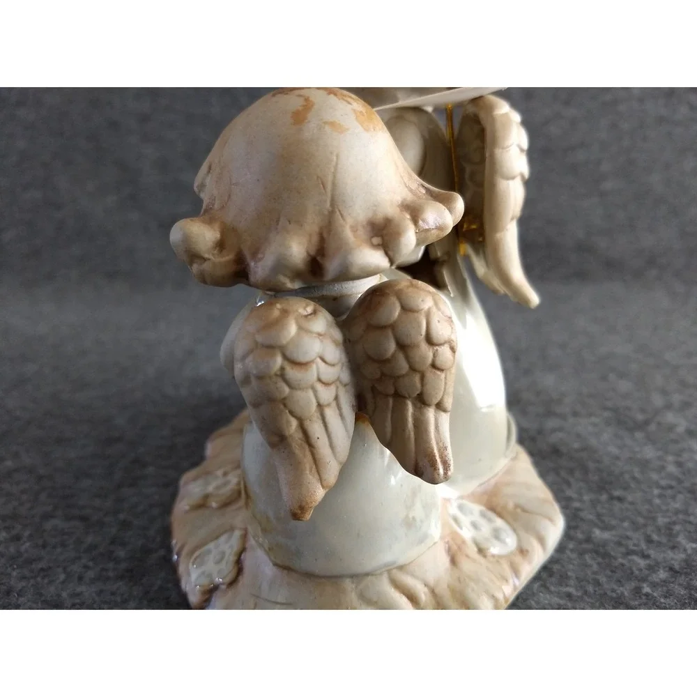 Angel Trio Ceramic Candle Holder Glazed Star‎ Luminary w/ Tealight Christmas NEW